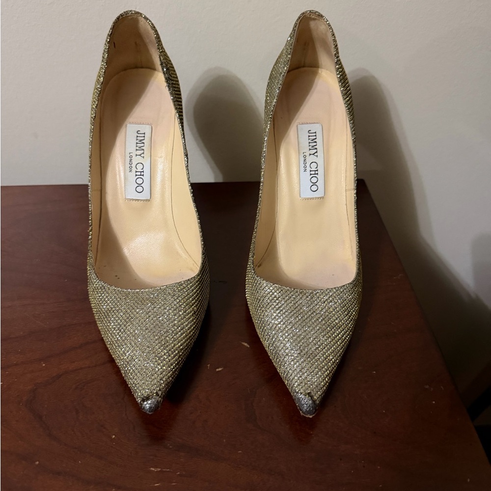 Jimmy Choo Glittering Gold Heels - Picture 3 of 10